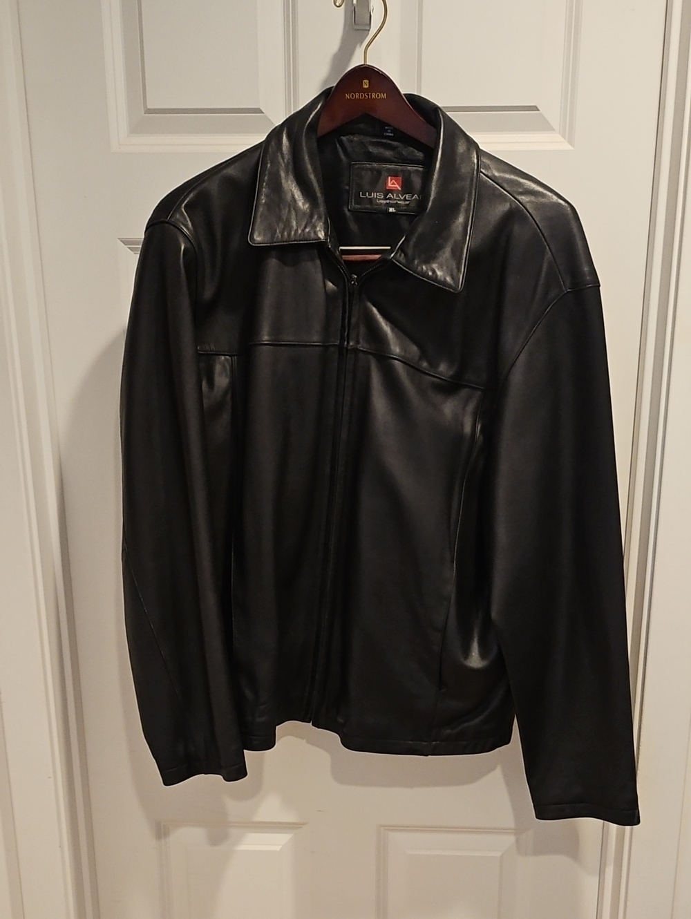 Men's Black Leather Bomber Jacket